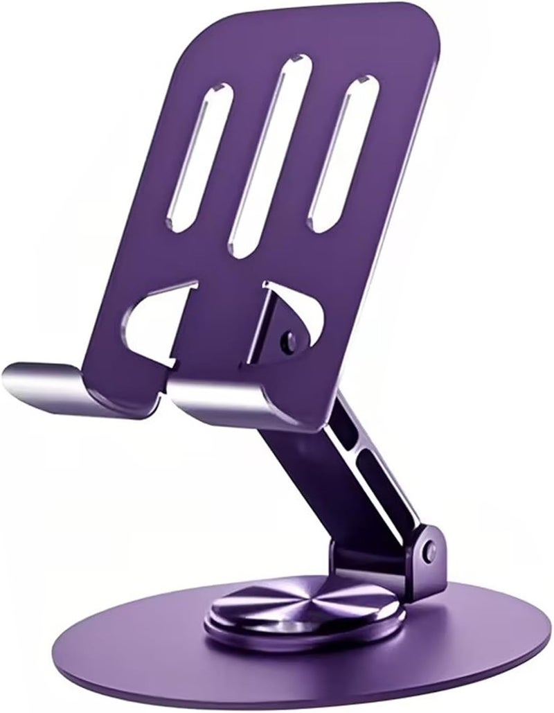 Lusosh Universal Metal Cell Phone Stand, Multi-Angel Adjustable 360° Rotation Non-Slip Metal Phone Stand Compatible with iPhone 17 16 Pro Max and All Smartphones (Purple) - Image 1